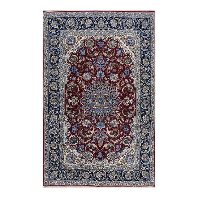 1990s Persian Esfahan Area Rug 4x6 For Sale