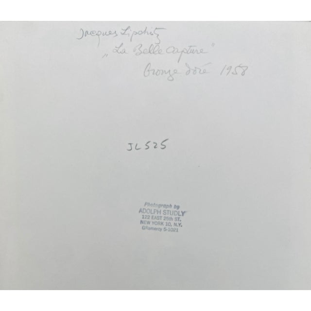 Modern Adolph Studly, Vintage Silver Gelatin Photograph Jacques Lipchitz Bronze Sculpture Photo Signed, 1944 For Sale - Image 3 of 5
