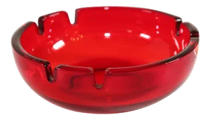 Vintage Mid-Century Glass Ruby Red Cigar Ashtray