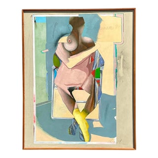 Vintage 1980s Monumental Abstract Figurative Soil on Canvas For Sale