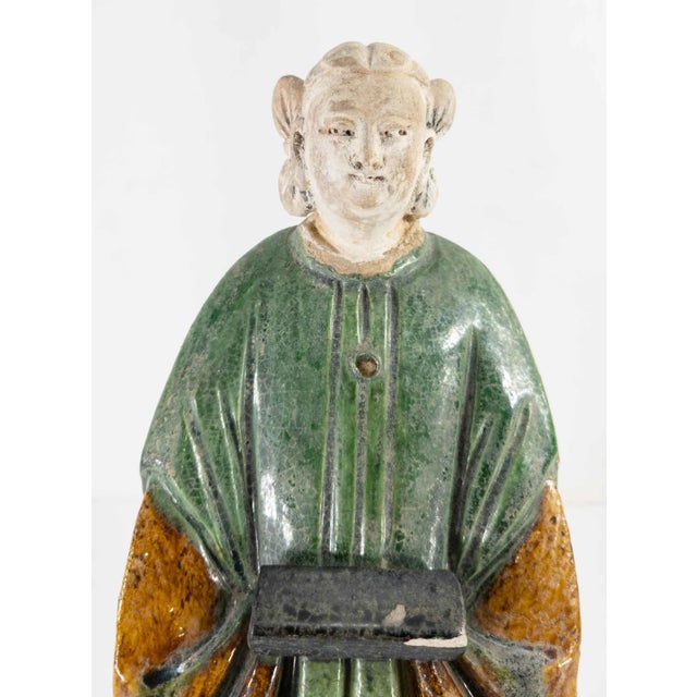 Chinoiserie Chinese Han Style Pottery Figure of a Priestess For Sale - Image 3 of 10