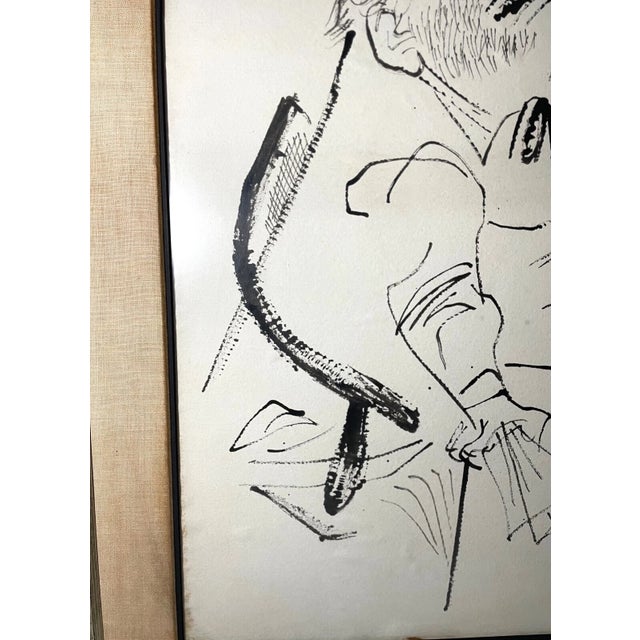 William Gropper Huge Vintage Original William Gropper Ink Wash Figural Drawing Sketch Painting For Sale - Image 4 of 12