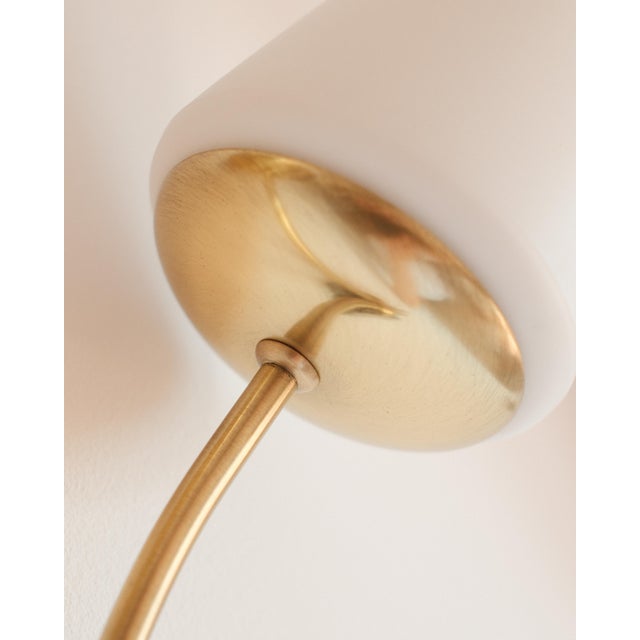 1960s Vintage French Brass Sconces with Opaline Shades, 1960s, Set of 2 For Sale - Image 5 of 8