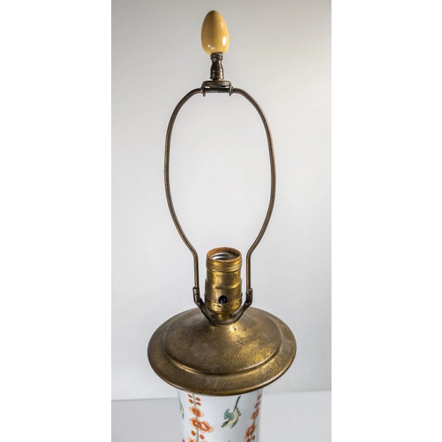 Mid-Century Chinese Chinoiserie Red and Green Prunus Table Lamp For Sale - Image 10 of 13