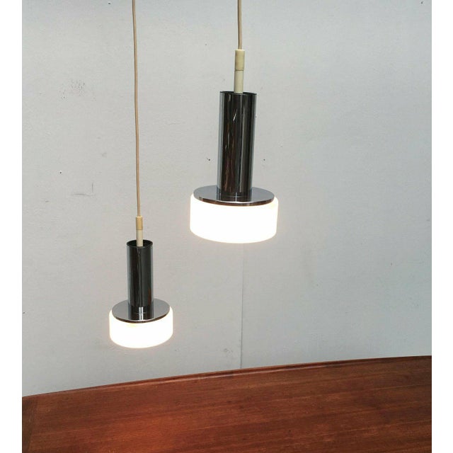 Mid-Century Space Age German Model P105 Glass and Chrome Pendant Lamps from Staff, 1960s, Set of 2 For Sale - Image 10 of 18