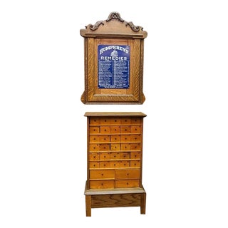 Antique Humphrey's Apothecary Cabinet Set For Sale