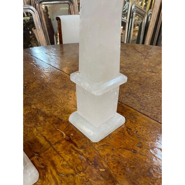 2000 - 2009 Brazilian Polished Rock Crystal Obelisks - A Pair For Sale - Image 5 of 12