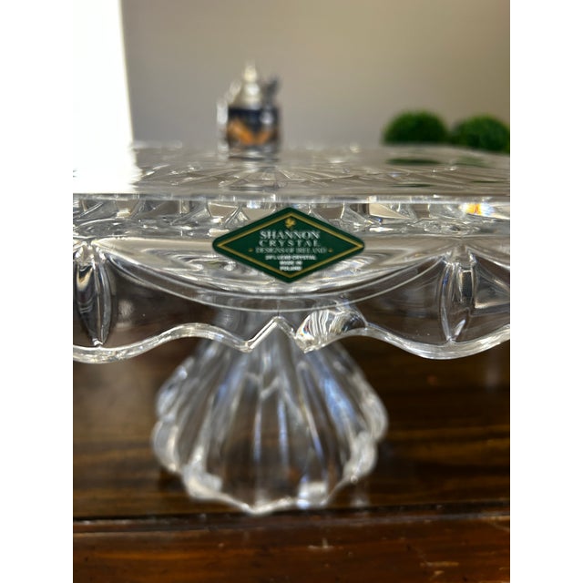 Mid-Century Modern Vintage Shannon Crystal Cake Plate Square For Sale - Image 3 of 4