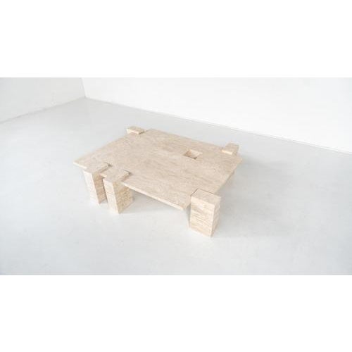 White Travertine Coffee Table, Italy For Sale - Image 8 of 10