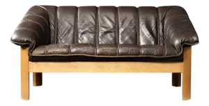 Vintage Danish Modern Brown Leather Two-Seater Sofa, 1970s