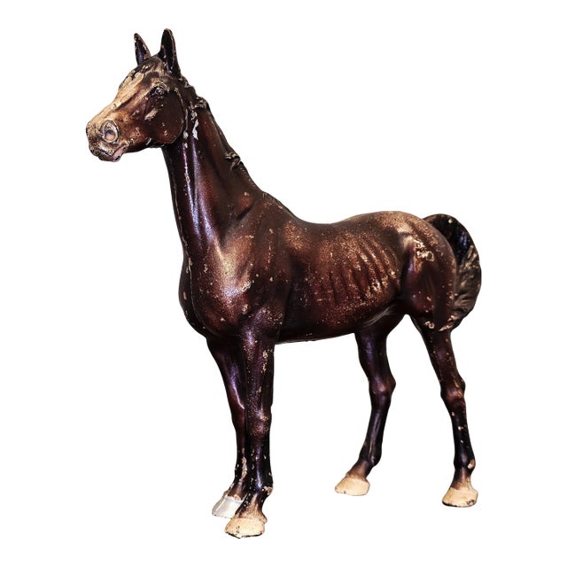 Hubely Style Vintage Cast Iron Horse — Mid‑Century Americana With Original Patina For Sale
