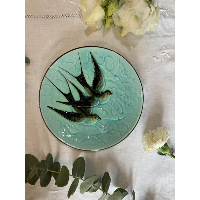 Swallow-Shaped Barbotine Plate For Sale - Image 3 of 3