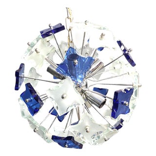 Vintage Hammered Glass Sputnik Chandelier, 1970s For Sale