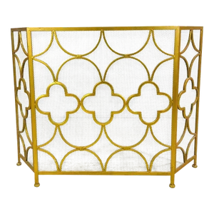 Vintage Iron Tri-Fold Fireplace Spark Screen