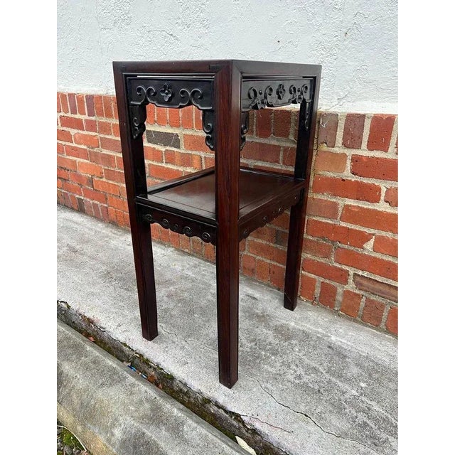 19th Century Chinese Rosewood Wood Tall End Table For Sale - Image 9 of 13