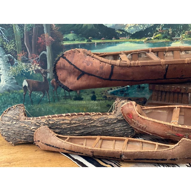 Large 1940 Vintage Birch Bark Model Canoe For Sale - Image 11 of 11