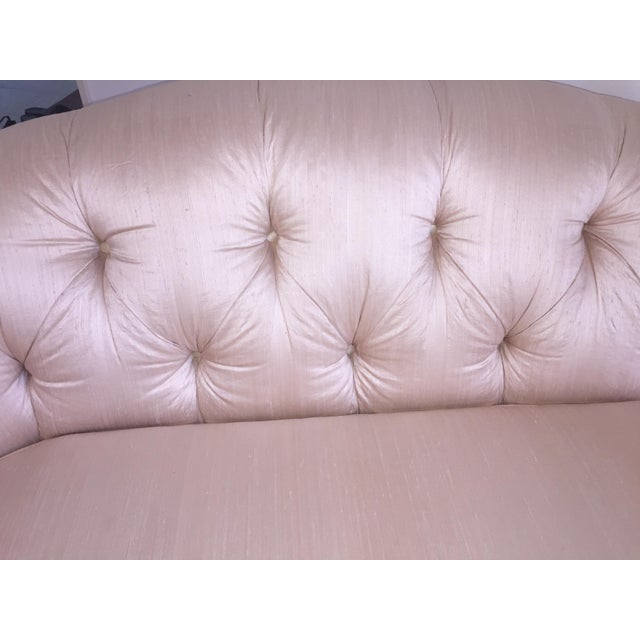 Elegant 100% Silk Sofa Gorgeous! Fringed Pillows Included! For Sale - Image 9 of 11