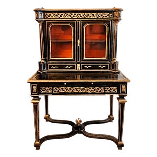 Bonheur Du Jour Desk with Display Case, 1800s For Sale