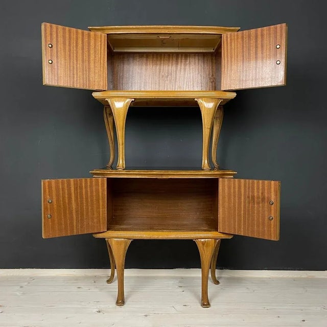 Vintage Wood Nightstands, Italy, 1950s, Set of 2 For Sale - Image 6 of 13