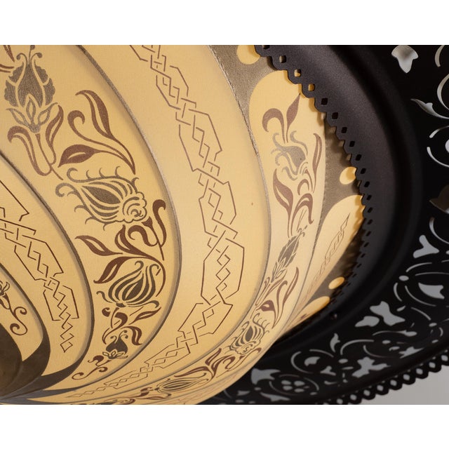 Art Nouveau Fortuny Scudo Saraceno Venetian Bronze Silk Lamp Chandelier For Sale - Image 13 of 18