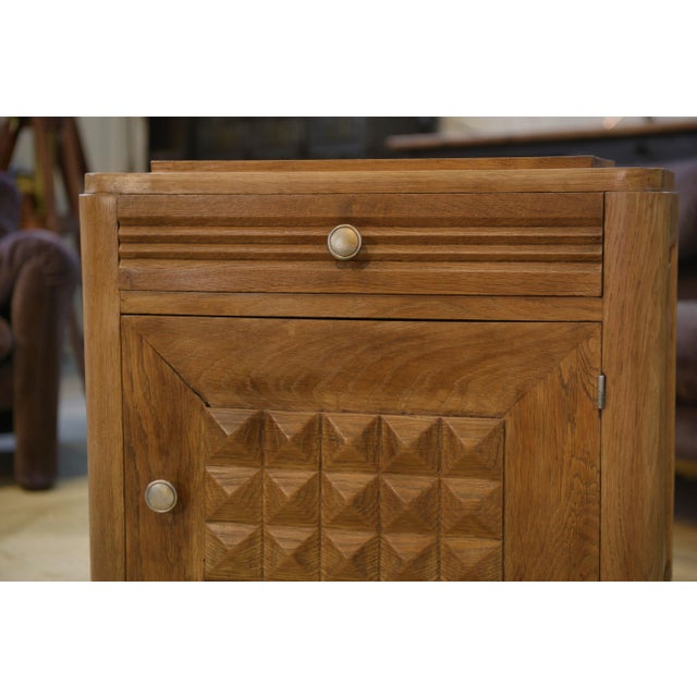 Brutalist Bedside Table in Oak, 1950s For Sale - Image 11 of 12
