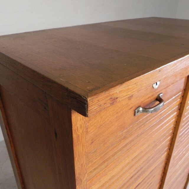 Industrial Oak Roller Shutter Box with 2 Shutters, 1930s For Sale - Image 3 of 18