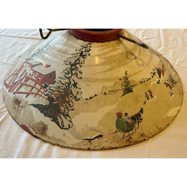 Off-white Vintage Colormatic Snow Scene Steel Christmas Tree Stand - For Sale - Image 8 of 12