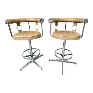 1970's Daystrom Barrel Swivel Bar Stools - a Pair For Sale