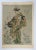 Vintage mid 20th century reprint of Japanese woodblock on paper by Torii Kiyohiro. Subject of a man carrying a woman...