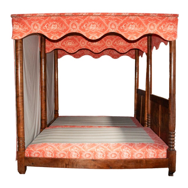 Pair 18th Century Antique French Provincial Four Poster Tester Canopy Cherry Twin Beds 1780 For Sale - Image 16 of 17