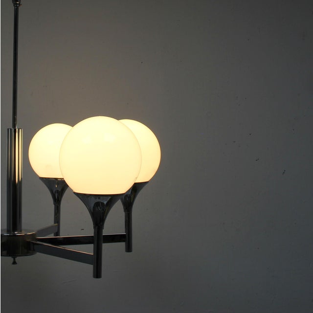 1970s Italian Chrome-Plated Chandelier, 1970s For Sale - Image 5 of 8