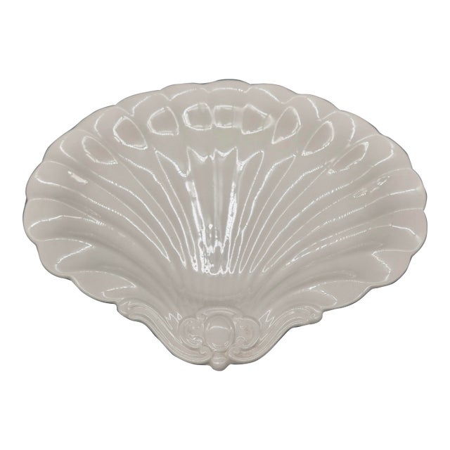 Vintage Spode Imperial White Scallop Shell Dish — Made in England For Sale