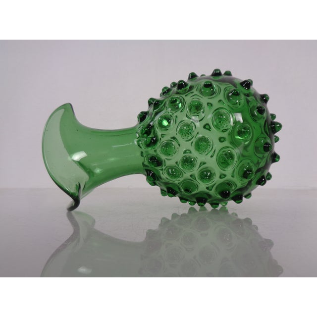 Italian Green Bubble Glass Vase & Bowl from Empoli, 1960s, Set of 2 For Sale - Image 6 of 16
