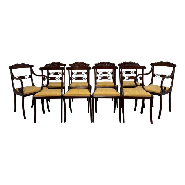 Antique Regency Style Dining Chairs, 1900s, Set of 10 For Sale