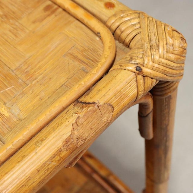 Wicker and Bamboo Coffee Table, 1970s For Sale - Image 9 of 12