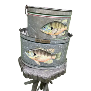 Early 20th Century Bait Tins With Painted Sunfish - Set of 2