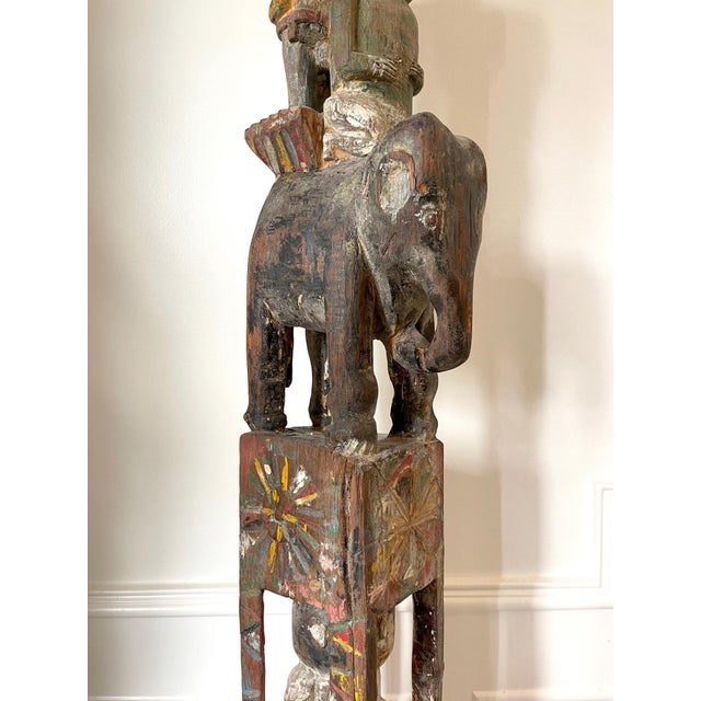 Antique Burmese Architectural Carved and Polychromed Wood Pole Southeast Asia For Sale - Image 16 of 16