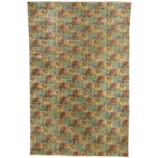 Vintage Zeki Muren Distressed Turkish Sivas Rug - 6′8″ × 10′2″ For Sale