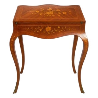 Mid 20th Century Louis XV Style Marquetry Bureau De Dame Writing Desk For Sale