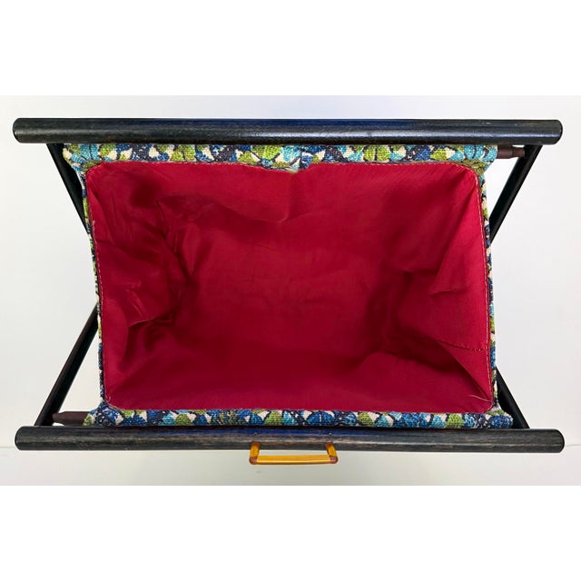 Textile Vintage Folding X-Base Knitting Yarn/Sewing Basket For Sale - Image 7 of 8