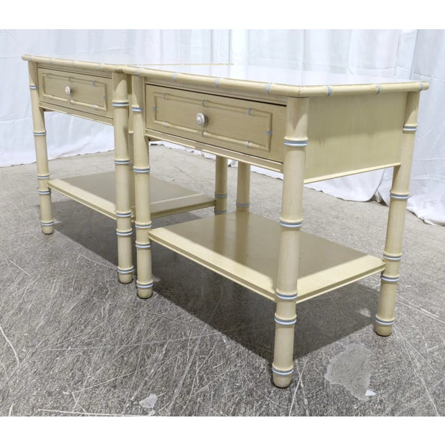 Mid 20th Century Hollywood Regency Bamboo Like End Tables - Pair For Sale - Image 9 of 9