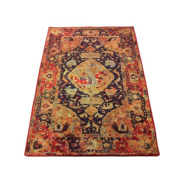 Screen Printed Persian Rug Tapestry 2x3 For Sale - Image 4 of 7