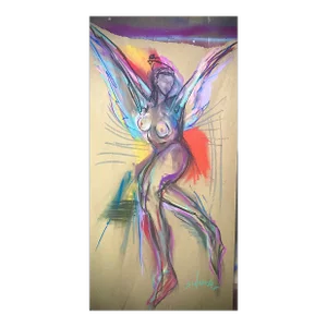 Angel in Pastel, Original Drawing by Erik Sulander on Paper, 46x24, Signed, Unframed.