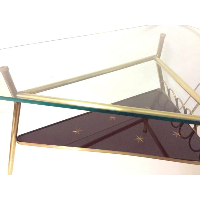Triangular Brass and Glass Coffee Table by Gio Ponti, 1950s For Sale - Image 9 of 12