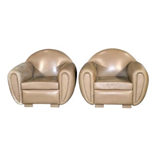 Vintage Leather Club Chairs - A Pair For Sale