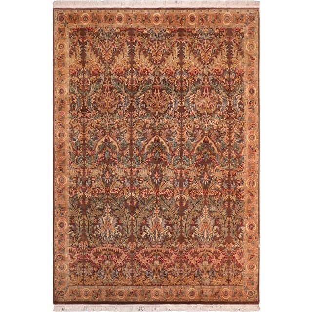 Art Nouveau 1990's Pak-Persian Brown/Gold Wool Rug - 8'2'' X 11'1'' For Sale - Image 9 of 9