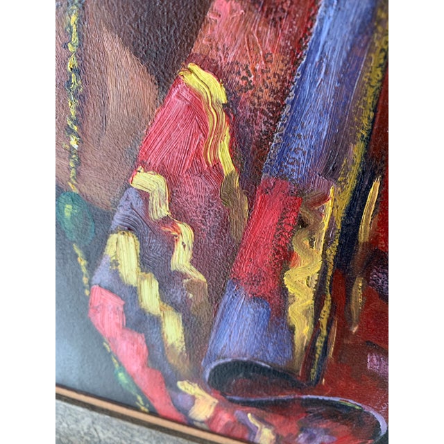 1960s Beautiful African Woman Oil on Board Painting by Elwood Fries For Sale - Image 5 of 11