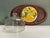 A beautiful mid 20th century appetizer board with fitted glass dome and a nature inspired green & yellow mod floral...