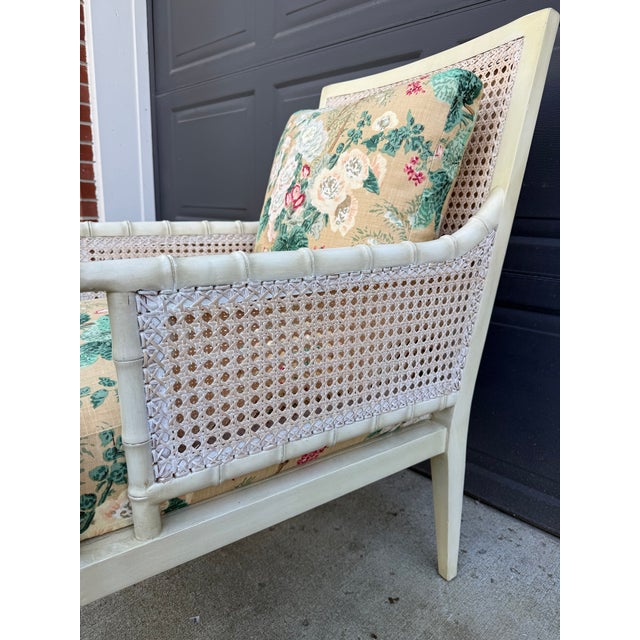 Textile 1990s Palecek Faux Bamboo Cane Chair For Sale - Image 7 of 15