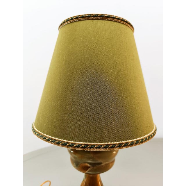 Onyx Table Lamp with Fabric Lampshade, in Flawless conditions. Designed 1950 to 1959 European Plug (up to 250V).The wiring...